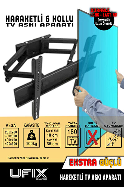 UFİX Tch-1923 65 Inç 124-140 Cm Akrobat Hareketli Tv Askı Aparatı