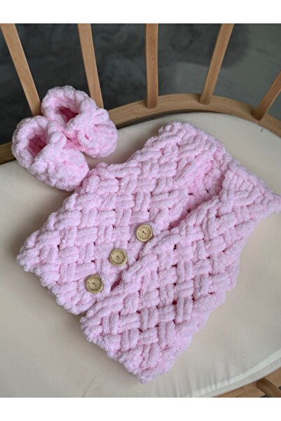 babyist Alize Puffy Baby Vest and Booties Suit Powder