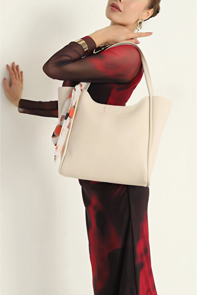 FHD BAGS Geantă de umăr elegantă pentru femei, cu detaliu de eșarfă cu fermoar