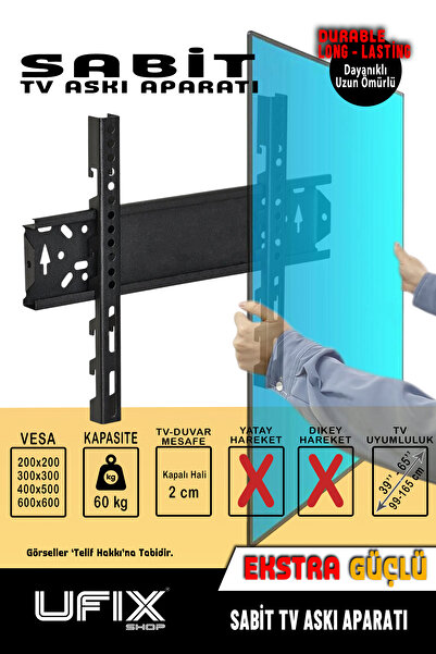 UFİX Ufix Lcd Askı Aparatı Sabit 42 - 49 Inç U-1005 106 Cm