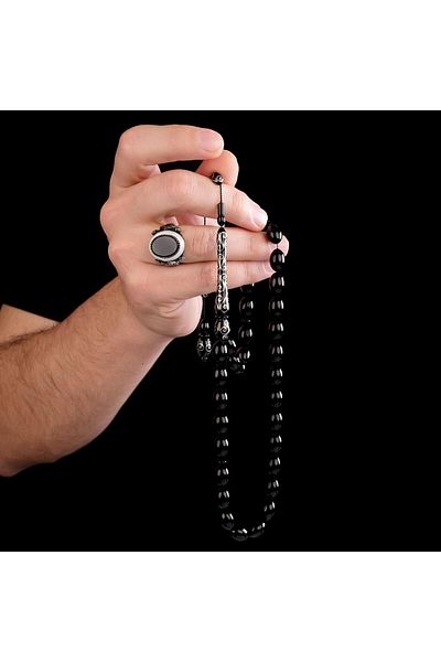 TESBİHCİBABA Silver Embroidered from the Hand of Masters Stone Rosary