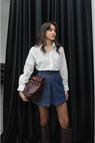 Havoş Гомлек з вишивкою на кишенях з попліну екрю