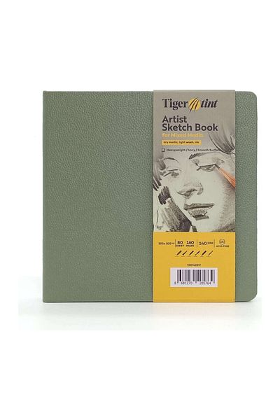 hobi market art Hard Cover Sketch Drawing Notebook 140 Gr. 20X20 Cm. 80 Sheets Pastel Mint Green