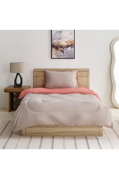 Home Box Derby 2-Piece Reversible Microfiber Single Comforter Set 135x220 cm