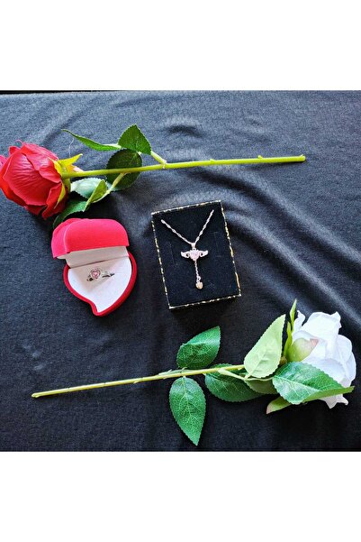 Artificial Infinity Rose Steel Pandora,s Ring Necklace And Ring Set 14 February Valentine's Day Birthday