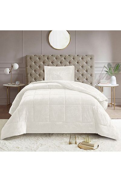 Home Box Nariko Solid Flannel 2-Piece Twin Comforter Set 150x220 cm