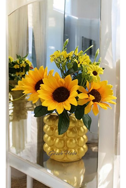 gözde hobi Gözdehobi Baloncuklu Gold Parlak Vazo Bubble Dekoratif Çiçeklik Va...