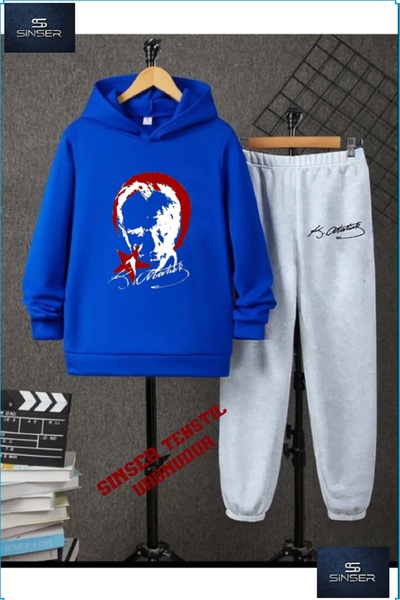 SS SİNSER Hooded Children's "Ataturk Flag" Printed Tracksuit Set