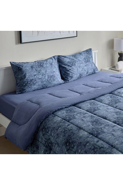 Home Box Lavish Triblend Melange Aouli 3-Piece Printed Cotton Twin Comforter Set 160x220 cm