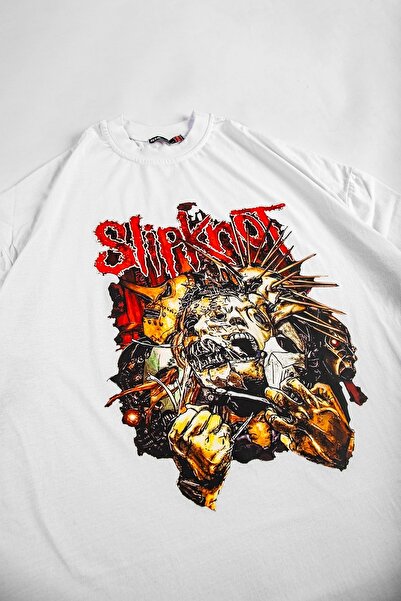 Sekizbiraltı Μπλουζάκι Unisex με στάμπα Zombie Slipknot Λευκό Oversize