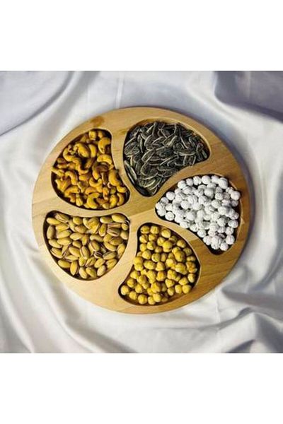 Round divided wooden plate, diameter 30 cm