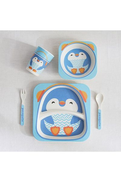Home Box Penguin 5-Piece Bamboo Dinner Set