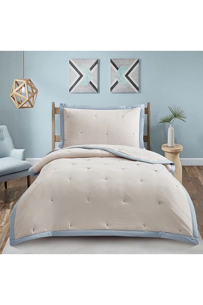 Home Box Tyler Floral 2-Piece Embroidered Flange Single Comforter Set 135x220 cm
