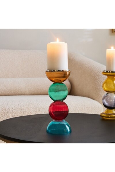 Home Box حامل شموع عمودي من مورتن زجاجي مقاس 12×12×30 سم