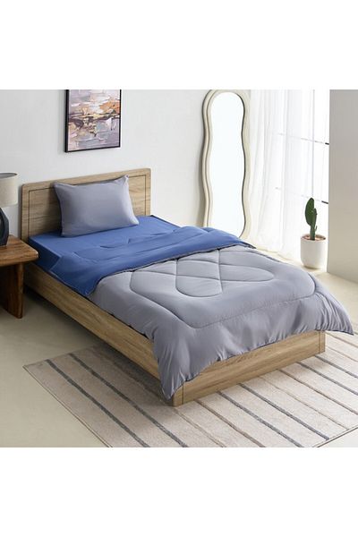 Home Box Derby 2-Piece Reversible Microfiber Single Comforter Set 135x220 cm