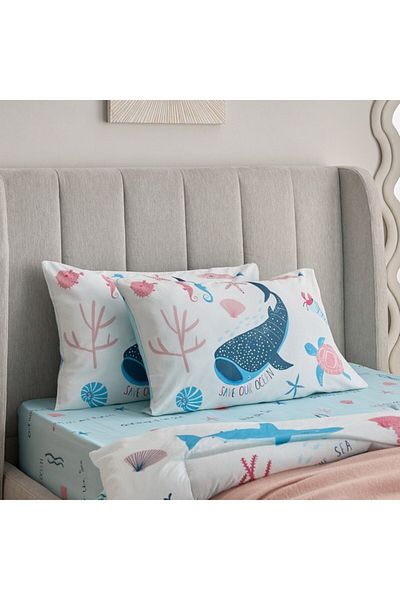 Home Box Joy Sea World 2-Piece Marine Pillow Cover Set 50x75 cm