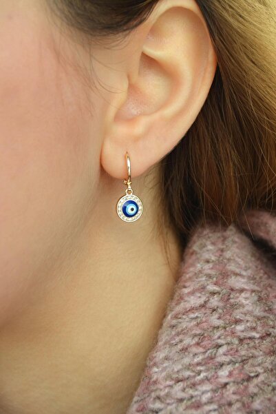 Sacce Scarves&Accessories Nazar Boncuklu Mini Halka Küpe Nazar Charmlı Küpe