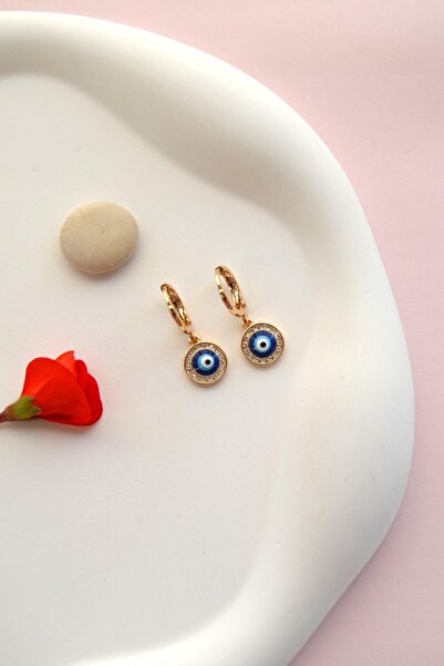 Sacce Scarves&Accessories Nazar Boncuklu Mini Halka Küpe Nazar Charmlı Küpe