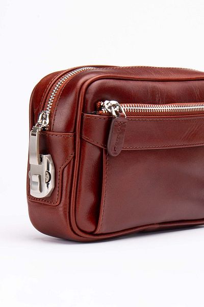 Niki Leather Τσάντα χειρός με φερμουάρ Frank από γνήσιο δέρμα