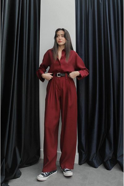 Havoş Burgundy Colter Shirt Pants Set