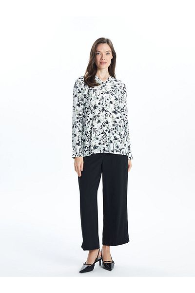 LC Waikiki Grace Green Scoop Neck Patterned Women's Blouse