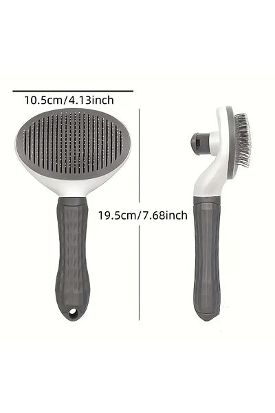 Milena Life Gray Color Ergonomic Handle Pet Keys Automatic Cleaning Cat and Dog Comb Hair Collector