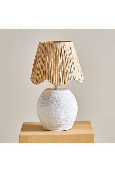 Home Box Collett E27 Paper Mache Table Lamp with Raffia Shade 23x23x35.5 cm
