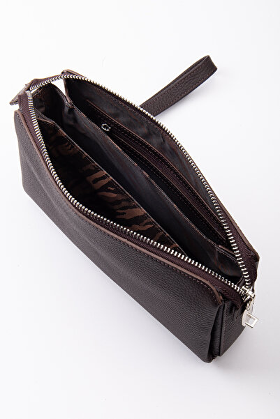 Niki Leather Портфолио с цип от естествена кожа Blanc