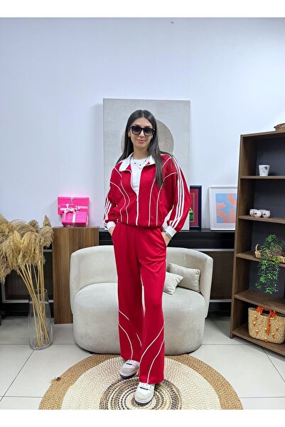 EGZOTİK ASORTİK Stripe Detailed Sports Suit