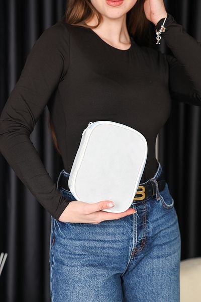 HİG HOME Geantă organizatoare pentru machiaj și cosmetice cu design elegant, albastru și alb