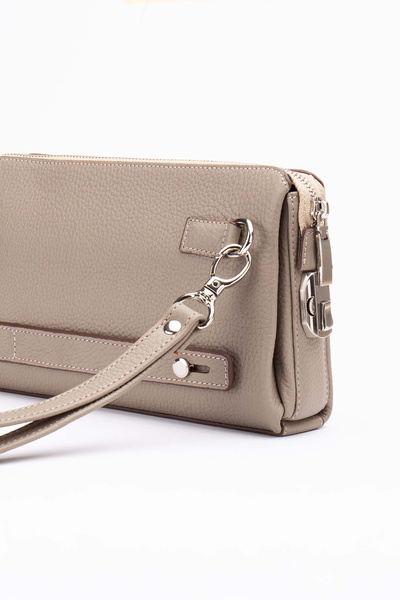 Niki Leather Πορτφόλιο με φερμουάρ Blanc από γνήσιο δέρμα