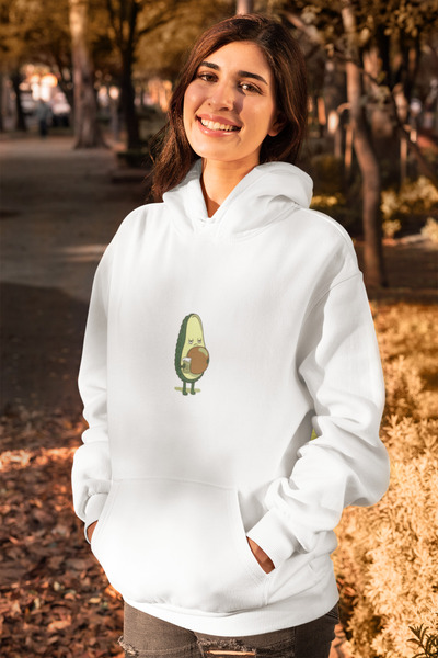 MG سويت شيرت نسائي من القطن بأكمام طويلة وطبعة الأفوكادو 3 خيوط