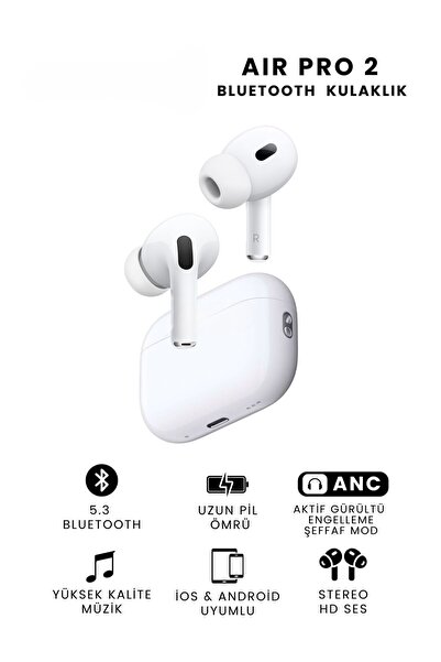 Genel Markalar Air Pro2 Anc Bluetooth Kulaklık Gürültü Engelleme & şeffaf Mod Ios Ve Android Tüm Telefonlara uyumlu