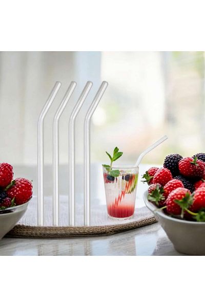 ÇEÇEN HOME (3 Pcs) Washable, Reusable Glass Straws