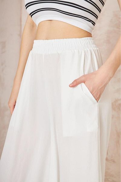 Pasaklı Giyim Women's Elastic Waist Pocketed Wide Leg Loose Oversize Soft Textured Casual Pants 3391260