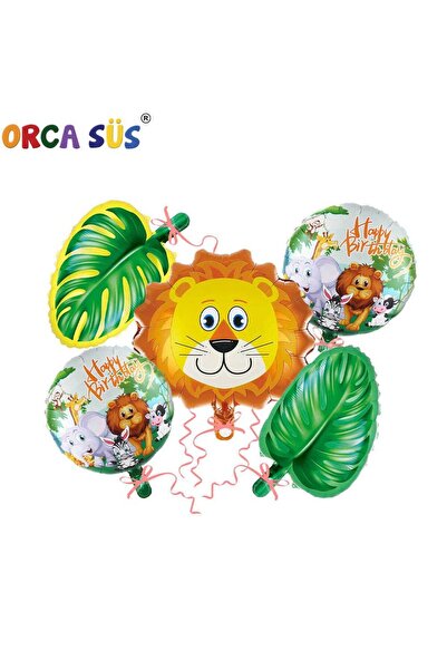 DÜVENCİ TİCARET Set de 5 baloane din folie pentru safari (leu).