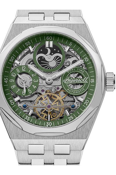 Ingersoll I12905 The Broadway Dual Time Automatic Mens Watch 43mm 5ATM