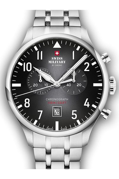 Swiss Military SM34098.01 Vintage Chronograph Mens Watch 43mm 10ATM