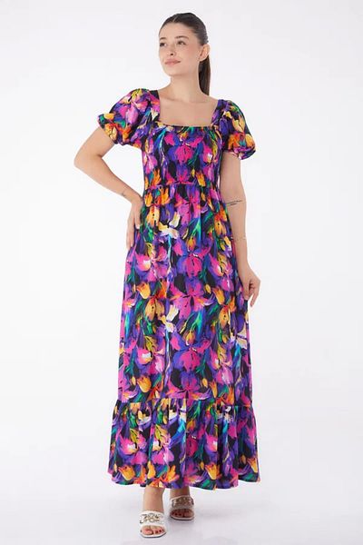 KAZAX Women's Fuchsia Gimped Short Sleeve Dress