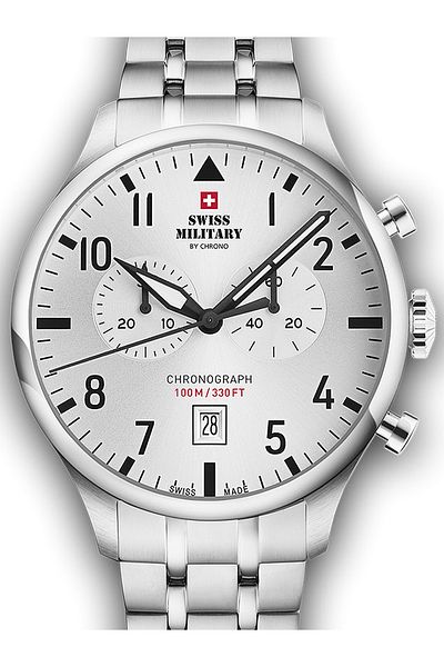 Swiss Military SM34098.02 Vintage Chronograph Mens Watch 43mm 10ATM