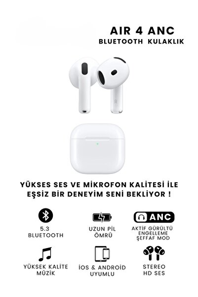 Genel Markalar Air 4 ANC Bluetooth Kulaklık Gürültü Önleyici Yüksek Ses Kalit...