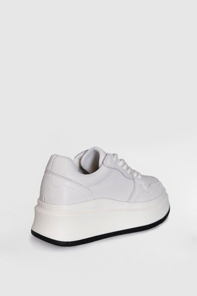 Lufian Hakiki Deri Bağcıklı Comfort Taban Kadın Sneaker Günlük Ayakkabı Beyaz