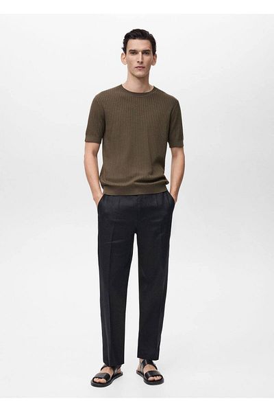 MANGO Man Striped woven T-shirt