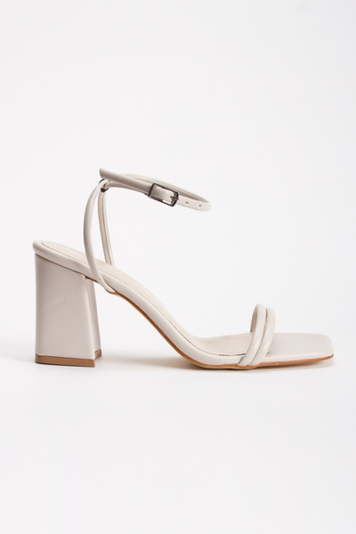 Miss Mitto Pantofi de vară cu toc gros, cu curele duble, din piele bej