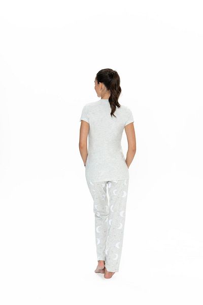 U.S. Polo Assn. Bumbac, Gât rotund, mânecă scurtă, imprimeu lunar, set pijamale damă