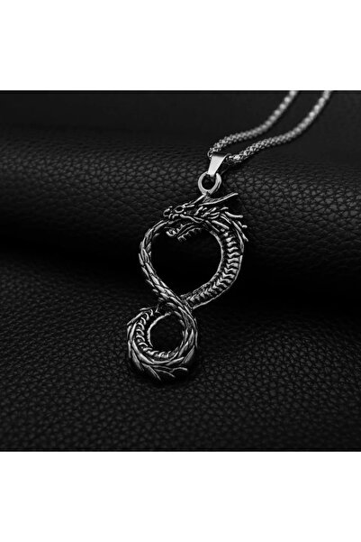 AB Takı Men's Necklace Nordic Necklace with Snake Dragon Figure