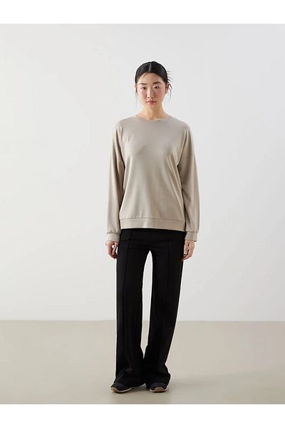 LC Waikiki Γυναικείο φούτερ XSIDE Beige Crew Neck