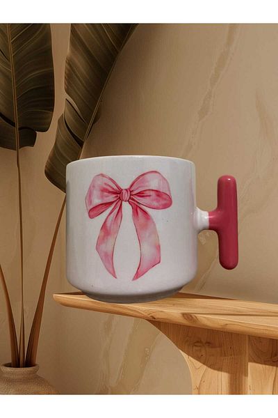 GameFruy Pink Bow Double Sided Printed Mug - Ceramic Tea, Coffee Gift Cup (Pink t)