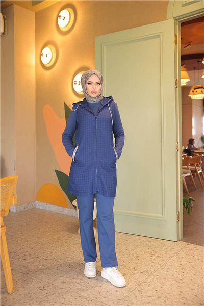 Bwest Quilted Triple Set with Zippered Hooded Pocket - (38-46) - 71226 - Indigo
