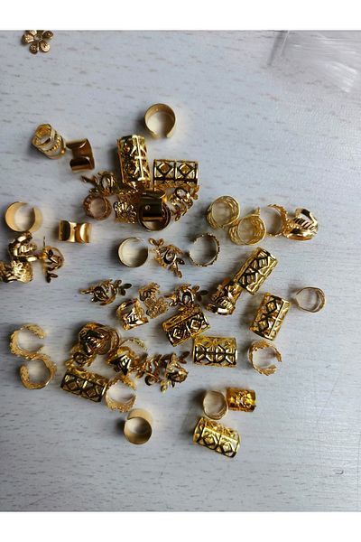 LORESİMA AKSESUAR 10 Pieces Mixed Model Hair Cup Gold Pluckers and Braiding Pluckers
